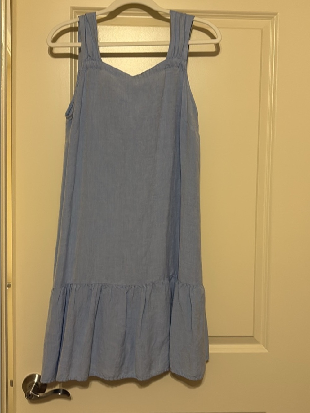LOFT Light Blue Sleeveless Ruffle-Hem Dress